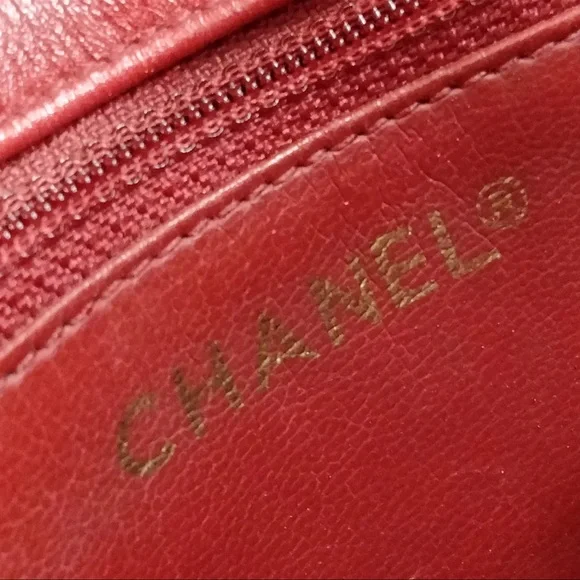 AUTH Chanel Quilted Lambskin 24K Gold Plated Mini Single Flap Bag Red